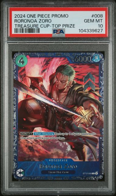 PSA 10 TOP 64 RORONOA ZORO TREASURE CUP PRIZE CARD ST12-008